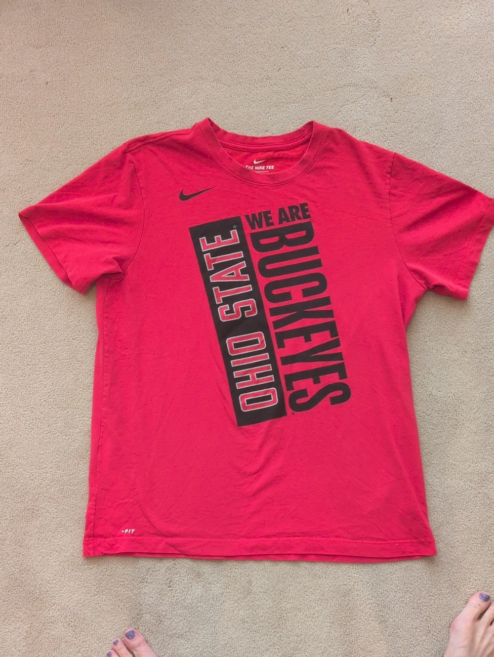 Nike Red Ohio State Buckeyes Graphic Tee with Black Print